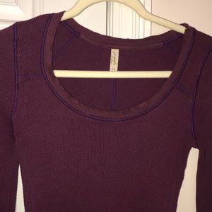 Free People thermal top with artistic sleeves Small